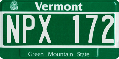 VT license plate NPX172