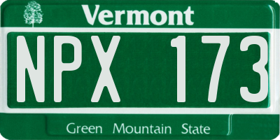 VT license plate NPX173
