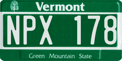 VT license plate NPX178