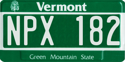 VT license plate NPX182
