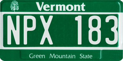 VT license plate NPX183