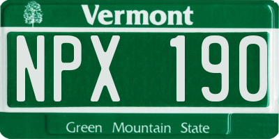 VT license plate NPX190