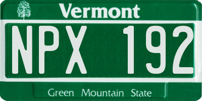 VT license plate NPX192