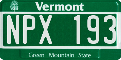 VT license plate NPX193