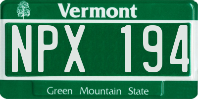 VT license plate NPX194