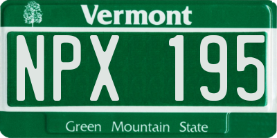 VT license plate NPX195