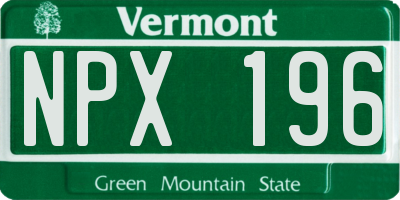VT license plate NPX196