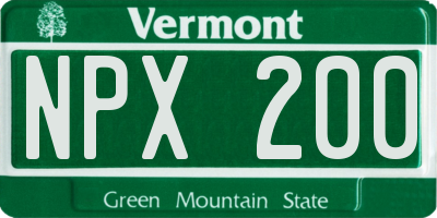 VT license plate NPX200