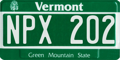 VT license plate NPX202