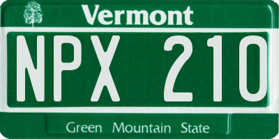 VT license plate NPX210