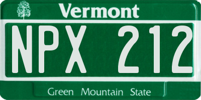 VT license plate NPX212