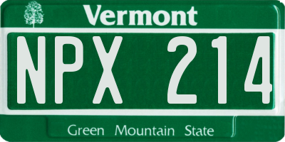 VT license plate NPX214