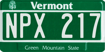 VT license plate NPX217