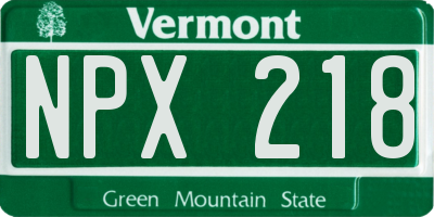 VT license plate NPX218