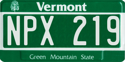 VT license plate NPX219