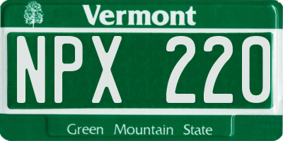 VT license plate NPX220