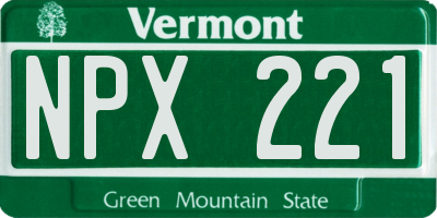 VT license plate NPX221