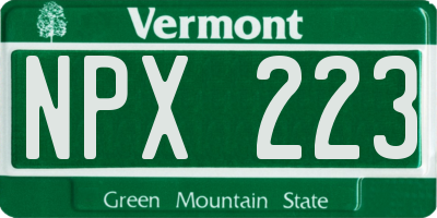 VT license plate NPX223