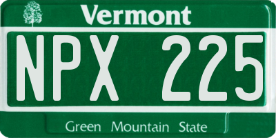 VT license plate NPX225
