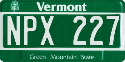 VT license plate NPX227