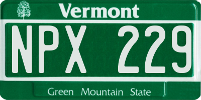 VT license plate NPX229