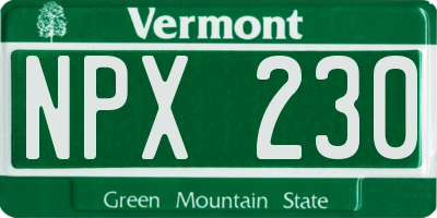 VT license plate NPX230