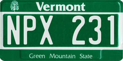VT license plate NPX231