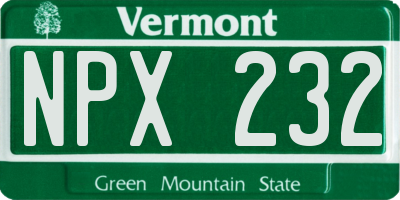 VT license plate NPX232