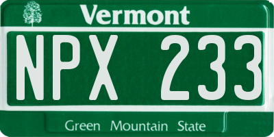 VT license plate NPX233