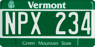 VT license plate NPX234