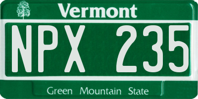 VT license plate NPX235
