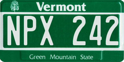 VT license plate NPX242