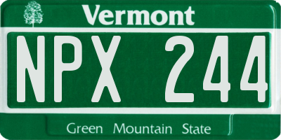 VT license plate NPX244