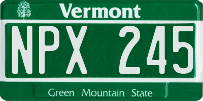 VT license plate NPX245