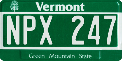 VT license plate NPX247