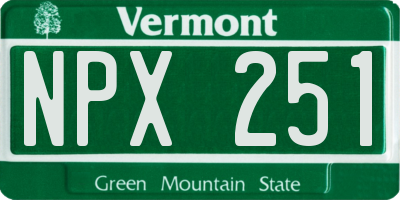 VT license plate NPX251