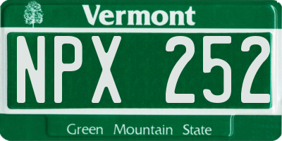 VT license plate NPX252