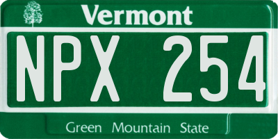VT license plate NPX254