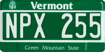 VT license plate NPX255