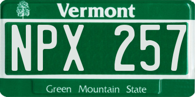 VT license plate NPX257