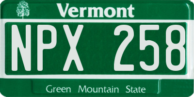 VT license plate NPX258