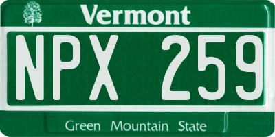 VT license plate NPX259