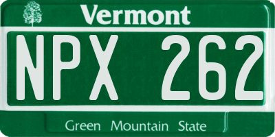 VT license plate NPX262
