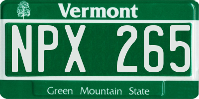 VT license plate NPX265