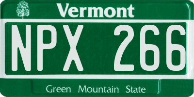 VT license plate NPX266