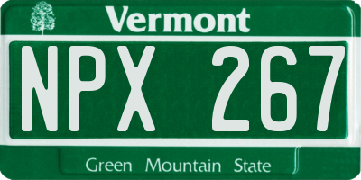 VT license plate NPX267