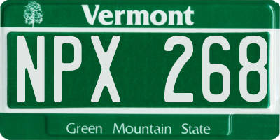 VT license plate NPX268