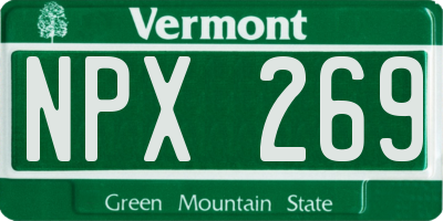 VT license plate NPX269