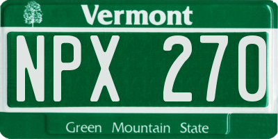 VT license plate NPX270
