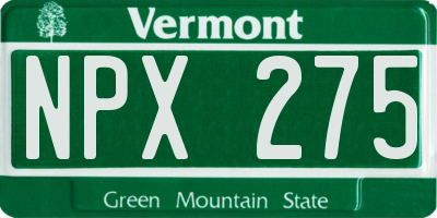 VT license plate NPX275